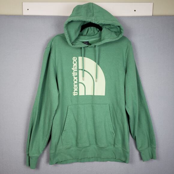 The North Face Mens L Half Dome Logo Pullover Hoodie Sweatshirt Green Loungewear - Picture 1 of 12